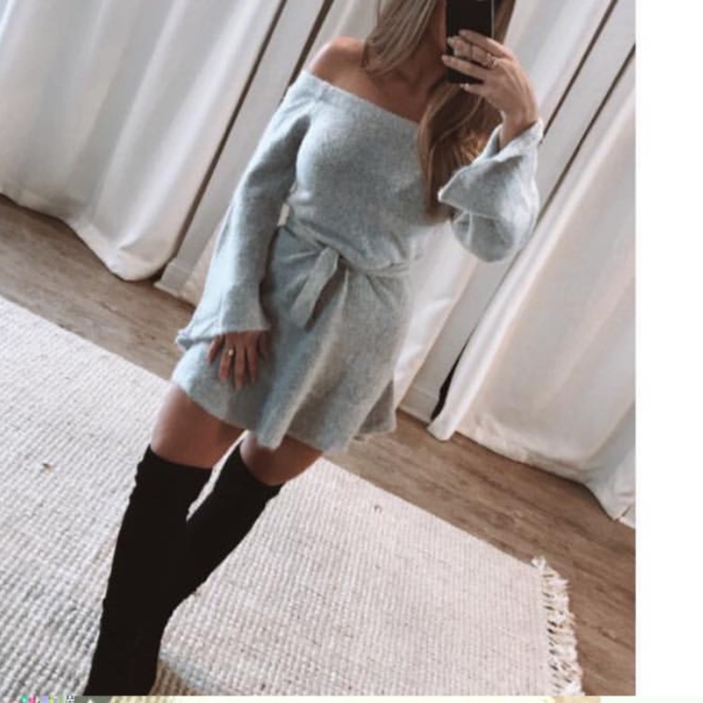 Grey off the shoulder dress